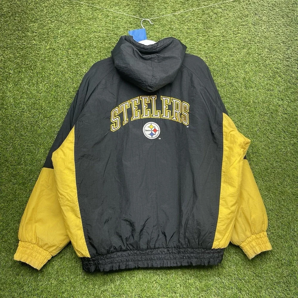 Vintage Pittsburgh Steelers Jacket Mens XL NFL Game Day Windbreaker Full Zip